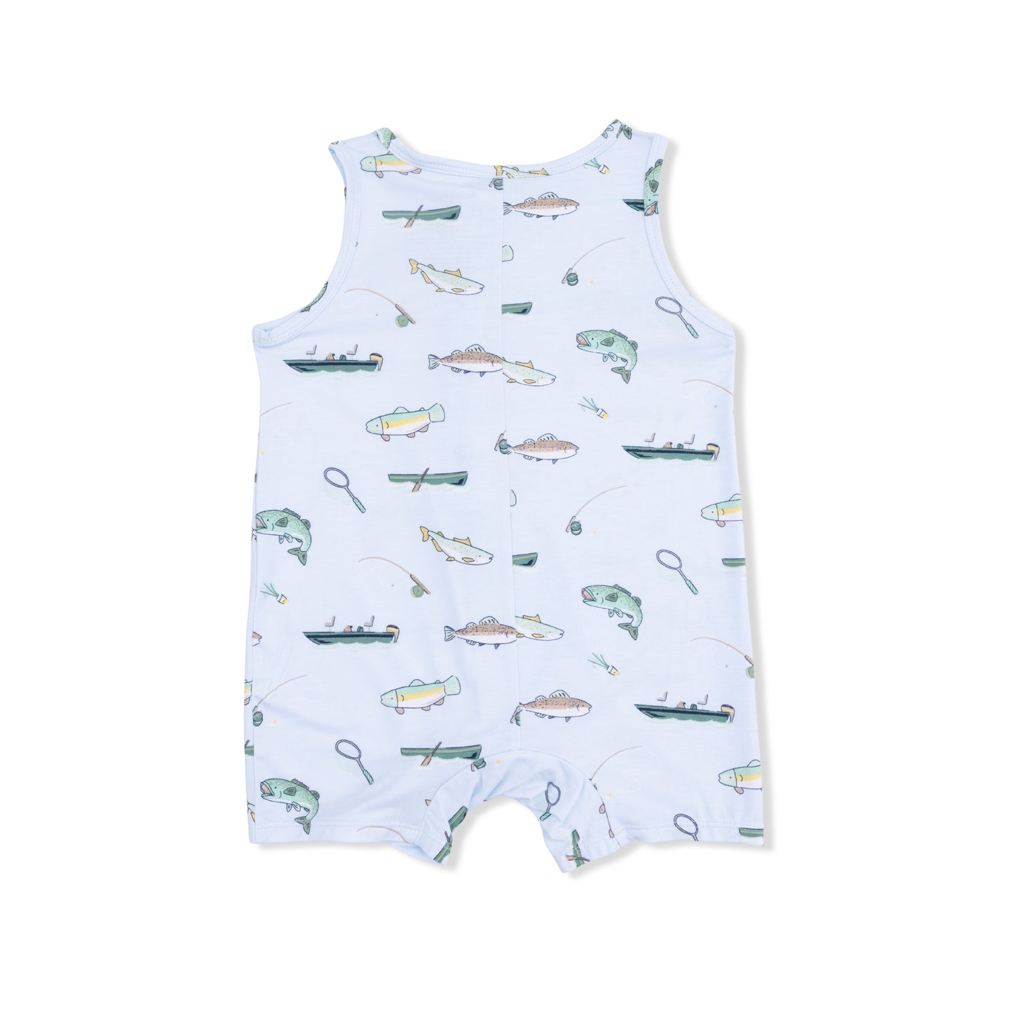 Sleeveless Shortie Romper-Fishing