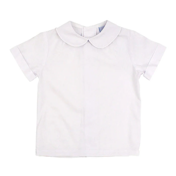 White Polished Cotton - Boys Short Sleeve Shirt