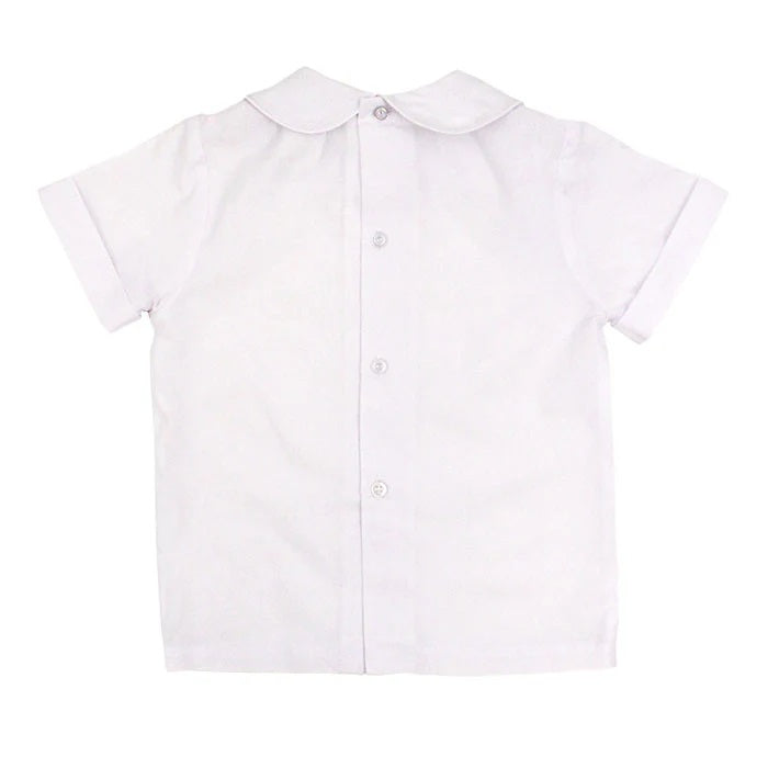White Polished Cotton - Boys Short Sleeve Shirt