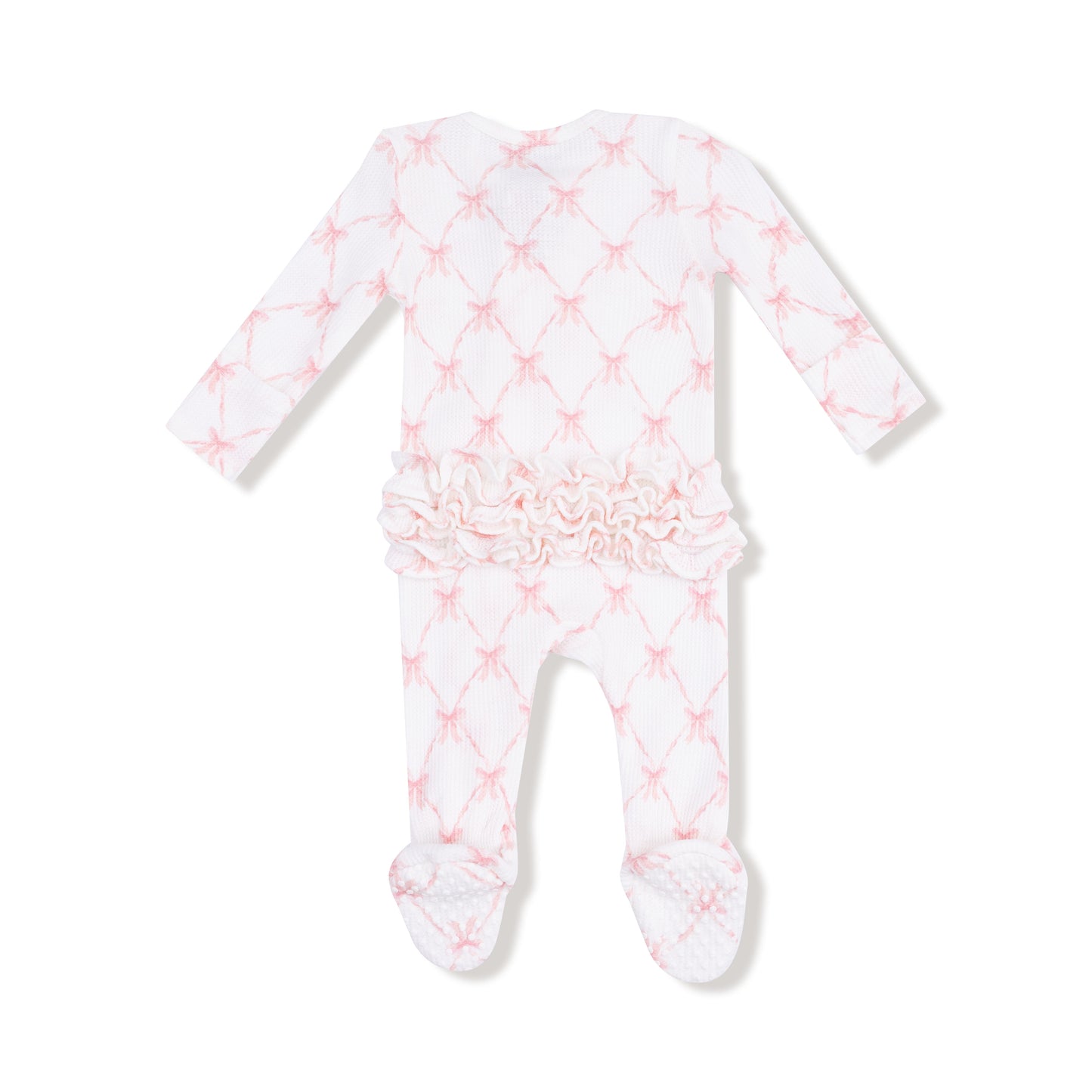 Ribbon Bow Trellis 2 Way Ruffle Zip Footie