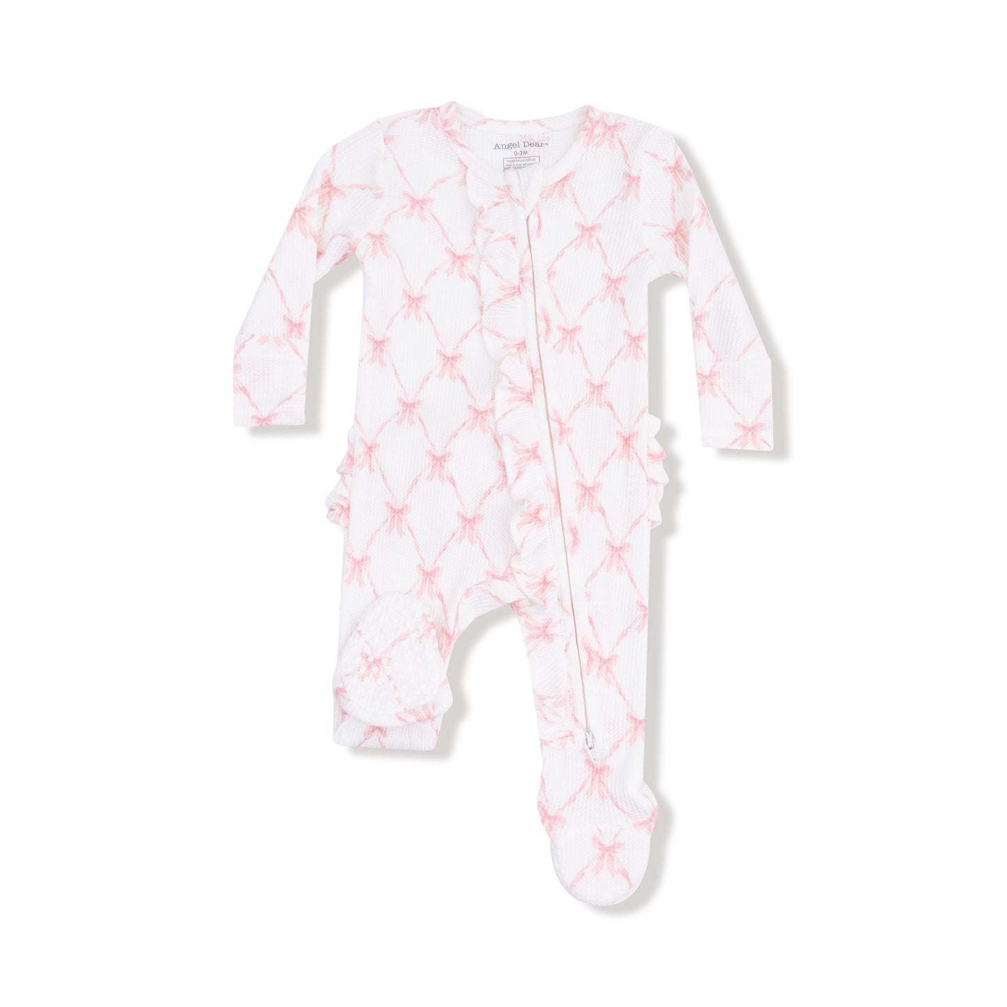Ribbon Bow Trellis 2 Way Ruffle Zip Footie