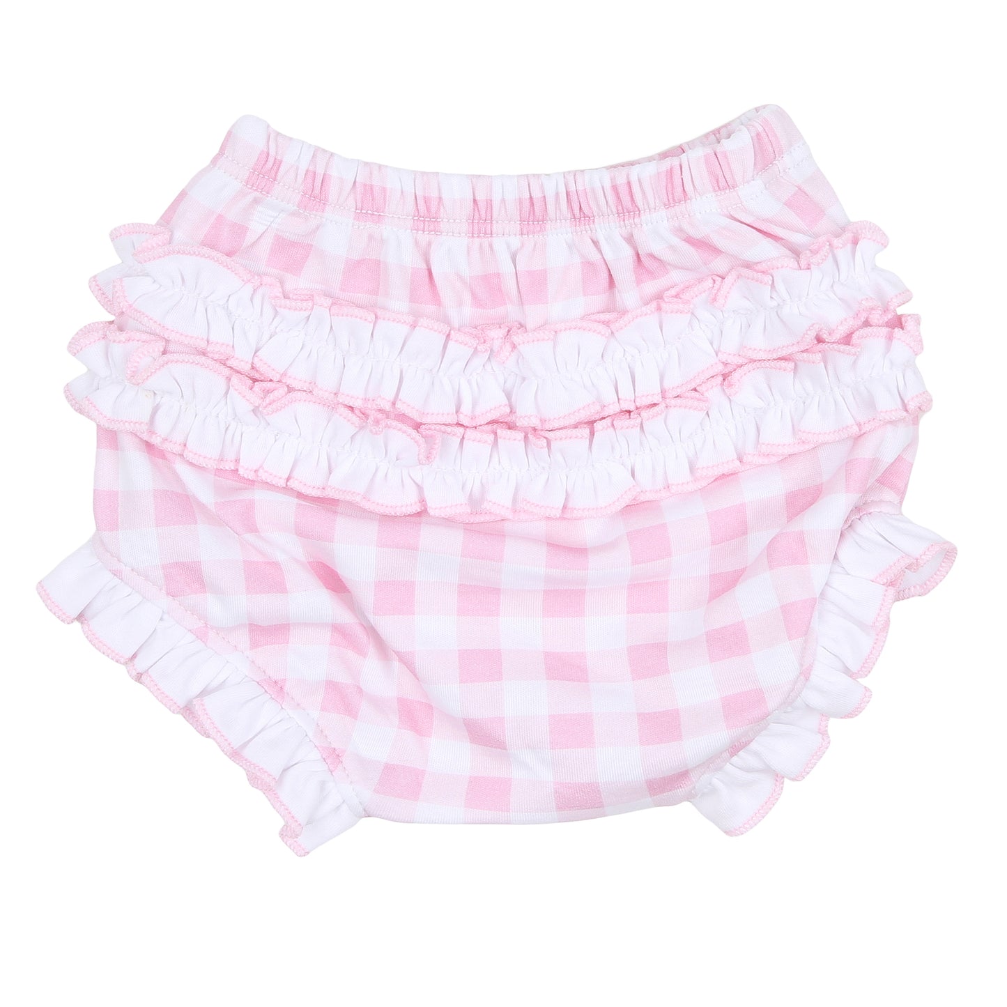 Baby Checks Pink Smocked Collared Ruffle Diaper Cover Set