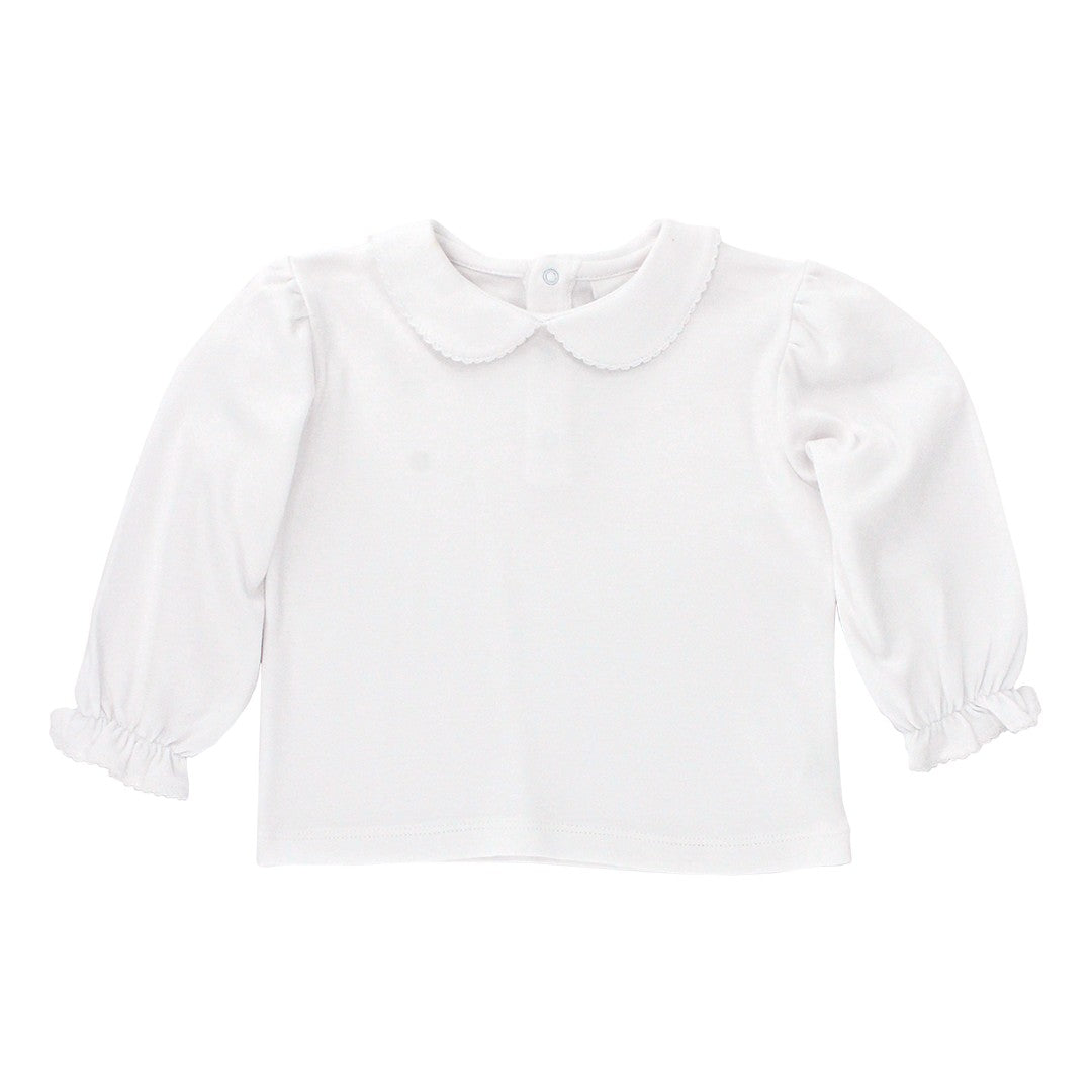 White Knit - Girls Long Sleeve Button Back Shirt