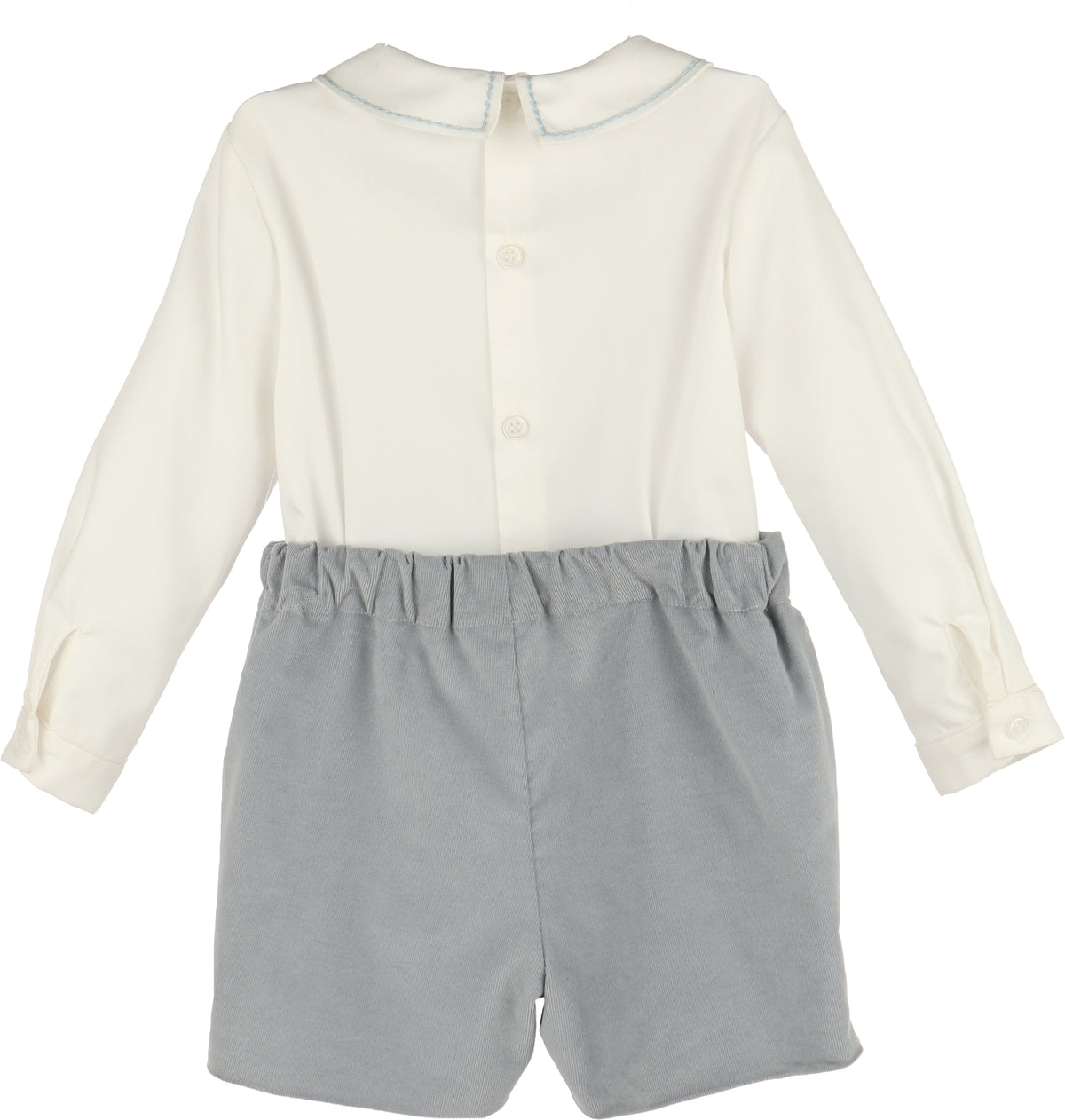 Blue Mini Corduroy Button On Outfit