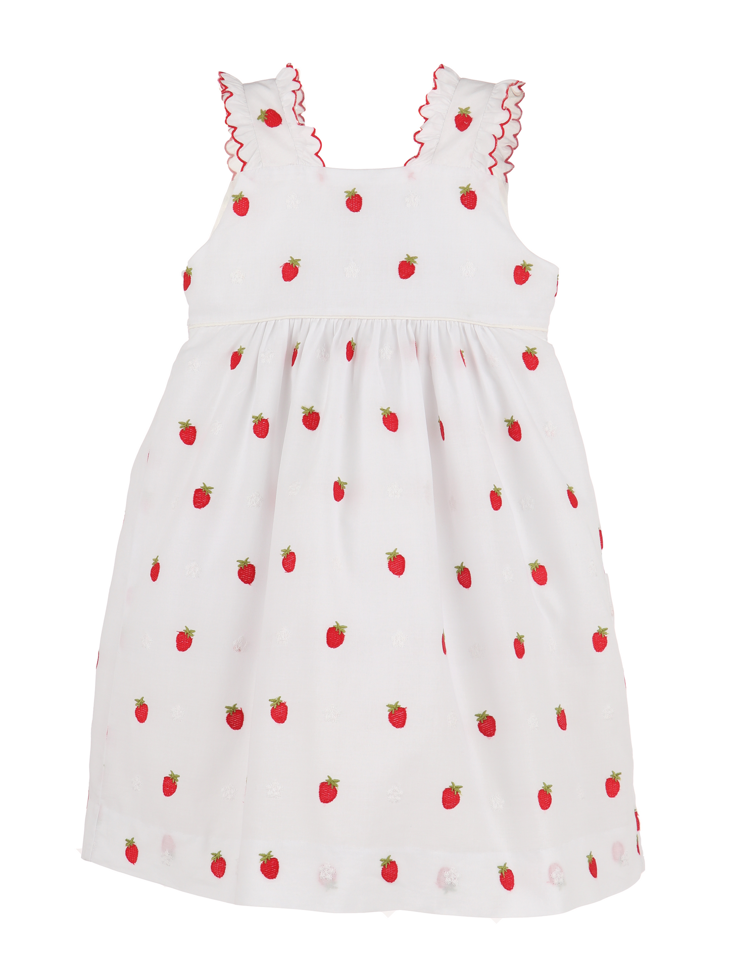Embroidered Red Strawberries Dress