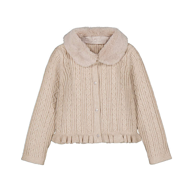 Faux Fur Collar Cardigan