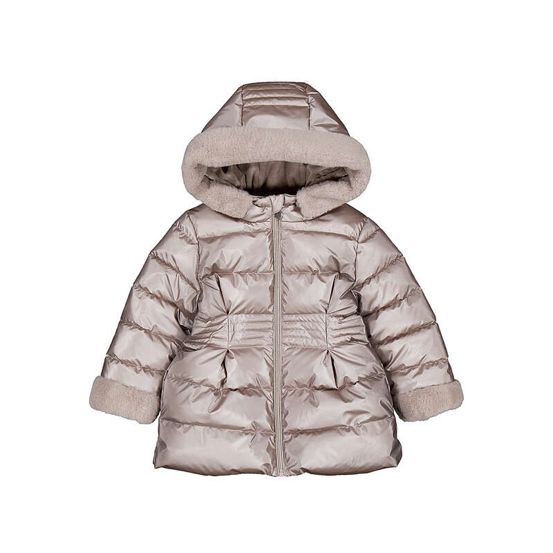 Metallic Faux Fur Puffer Jacket