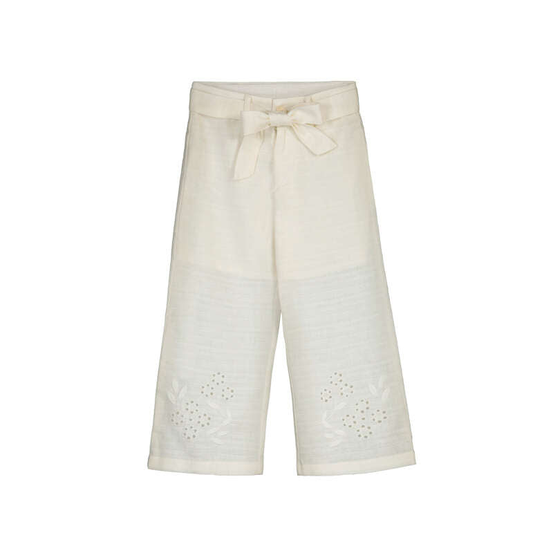 Linen Pants w Embroidered Flowers
