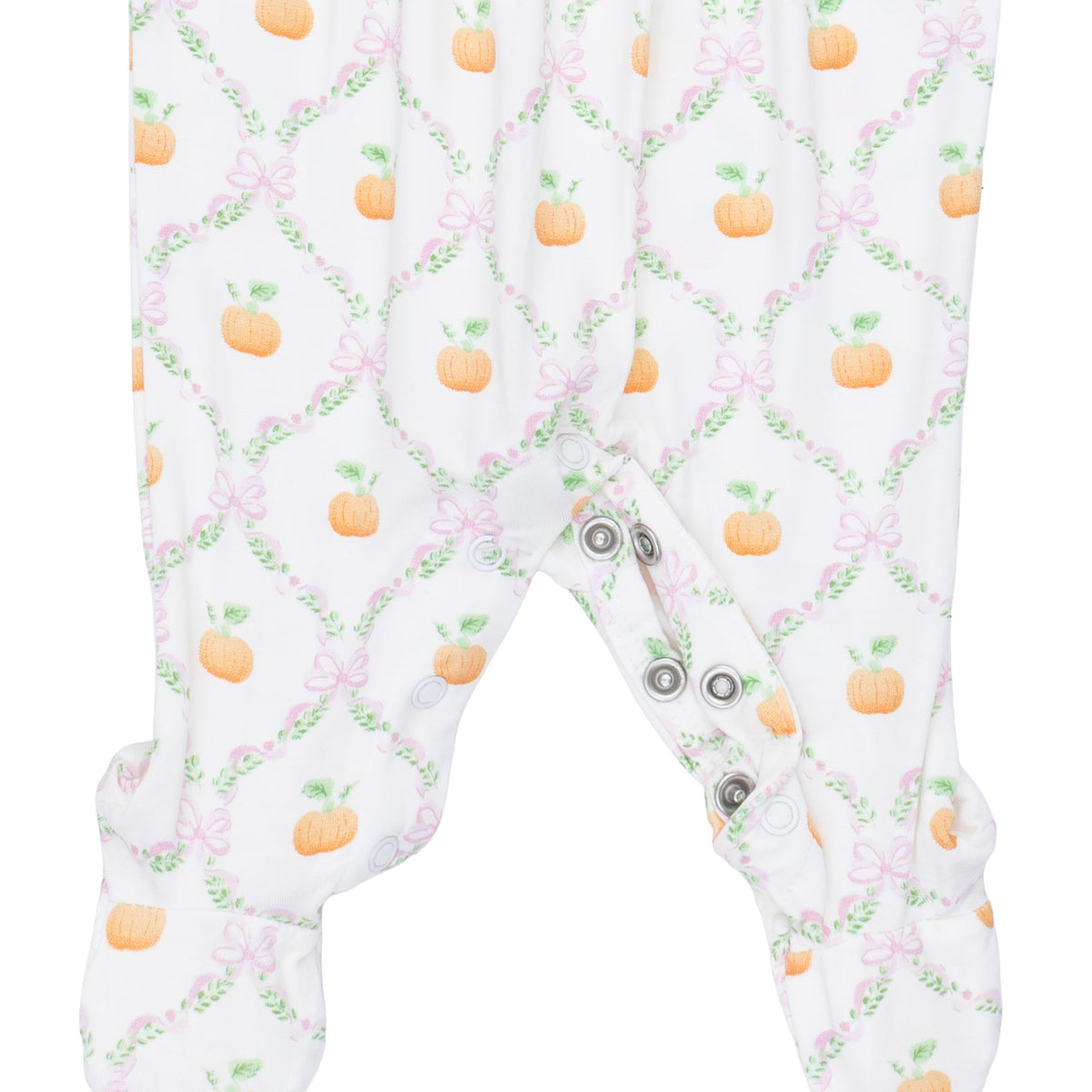 Smocked Peter Pan Snap Footie-Pretty Pumpkin Trellis