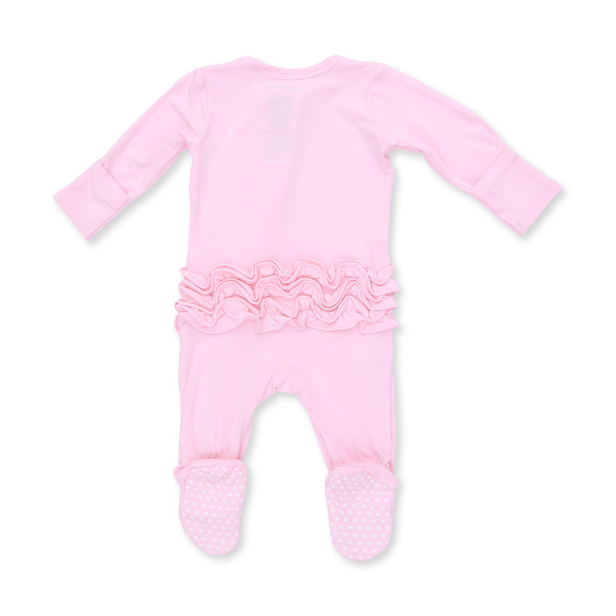 2 Way Ruffle Back Zipper Footie-Solid Pink A Boo