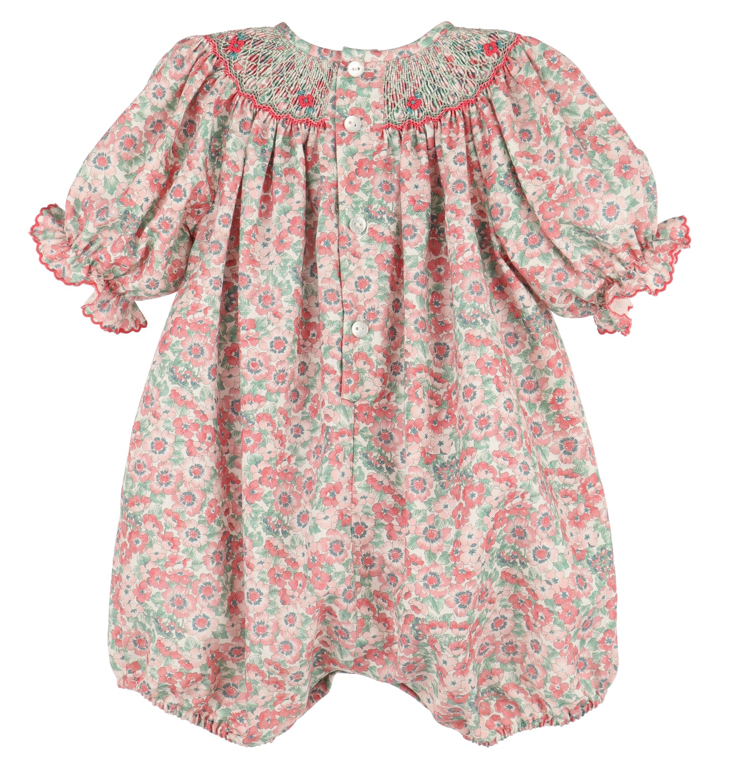Scarlet Blush Floral Smocked Bubble