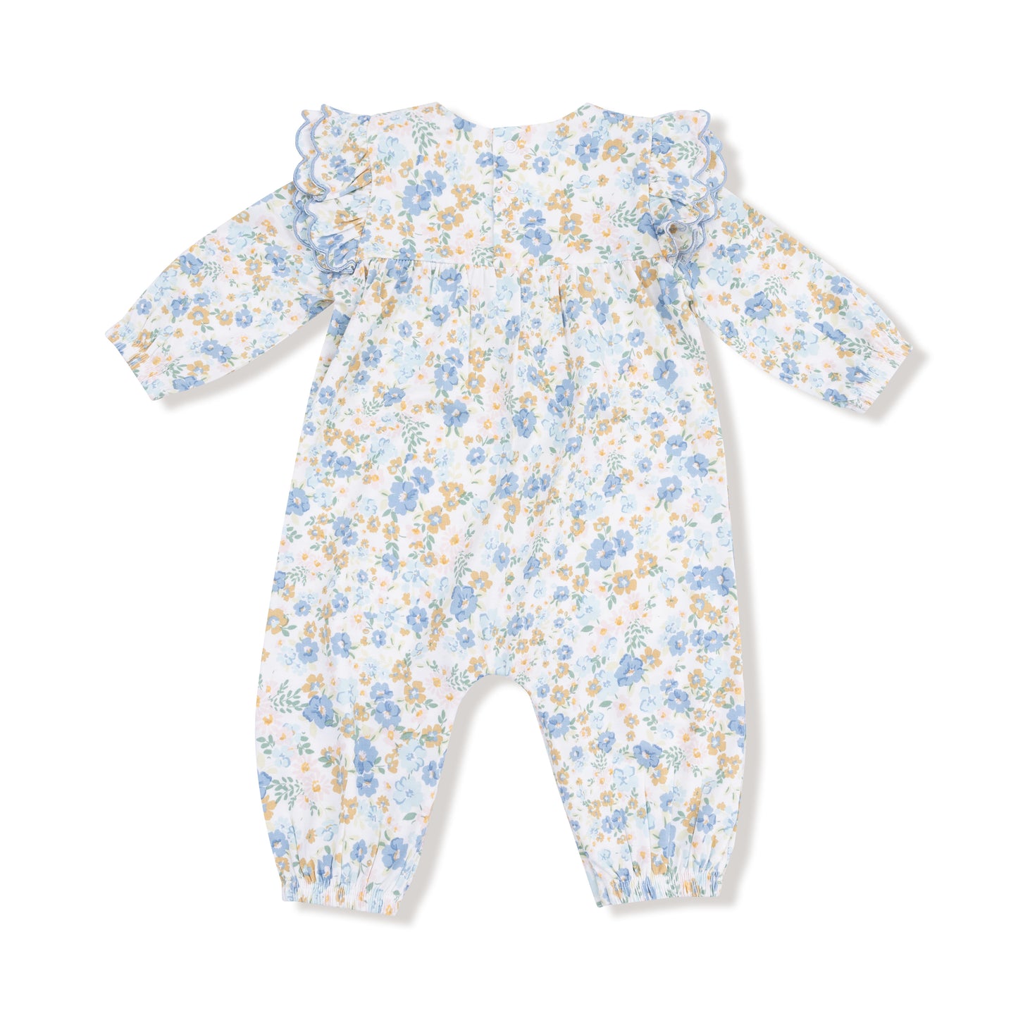 Sweet Rose Calico Long Sleeve Petal Ruffle Romper