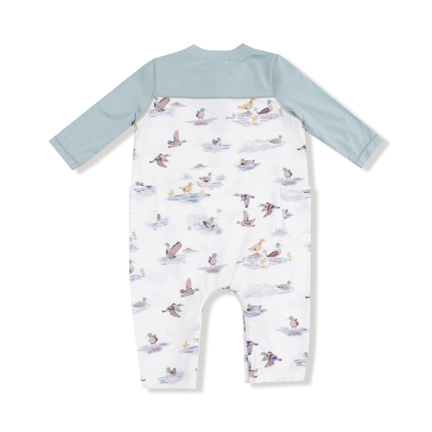 Migrating Mallards Romper with Contrast Sleeve