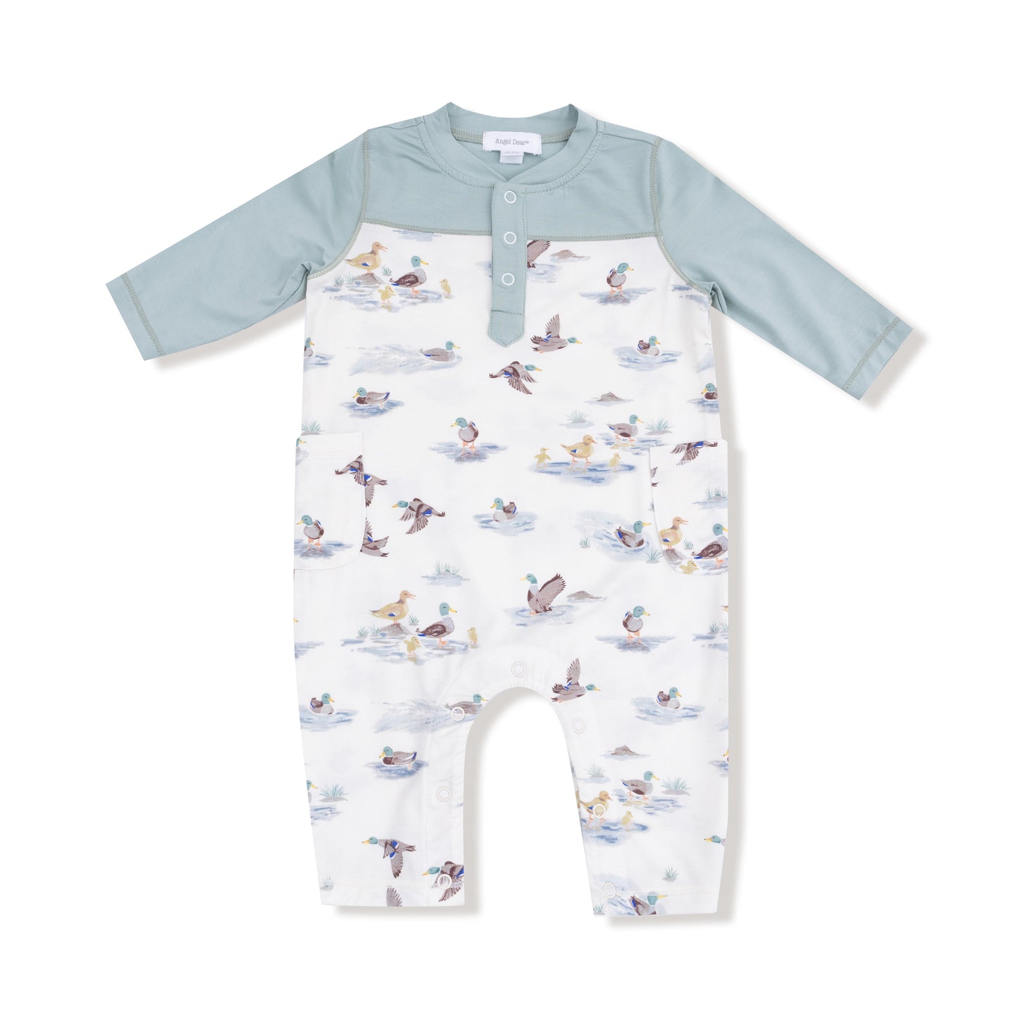 Migrating Mallards Romper with Contrast Sleeve