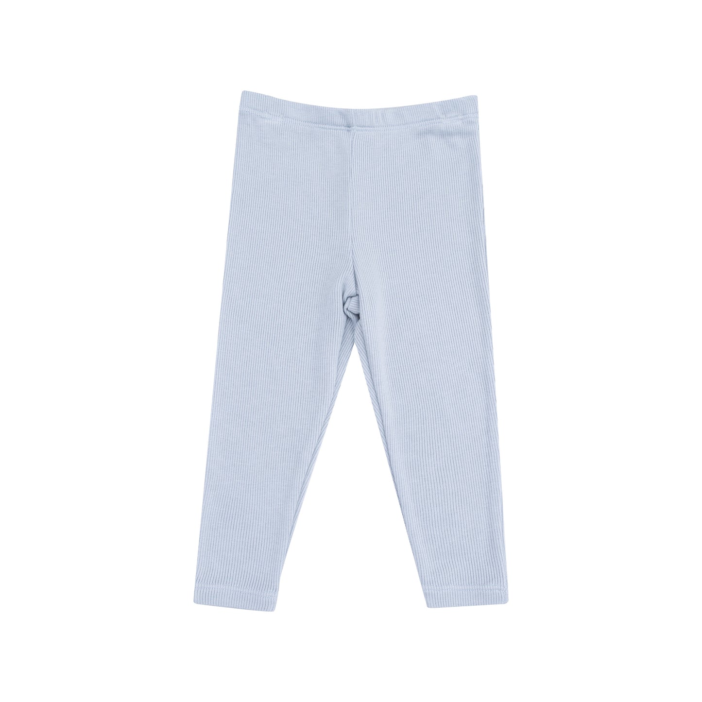 Light blue ribbed leggings on a white background