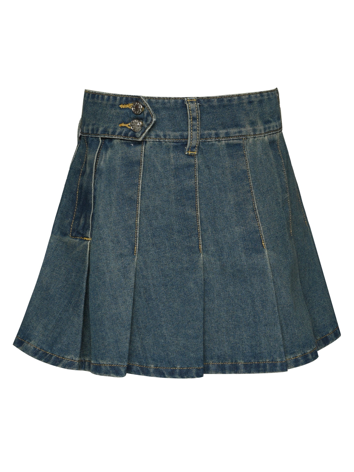 Denim Pleated Skirt