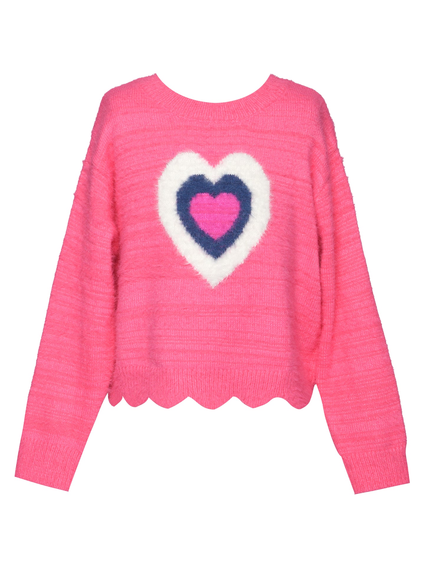 Scallop Hem Heart Sweater