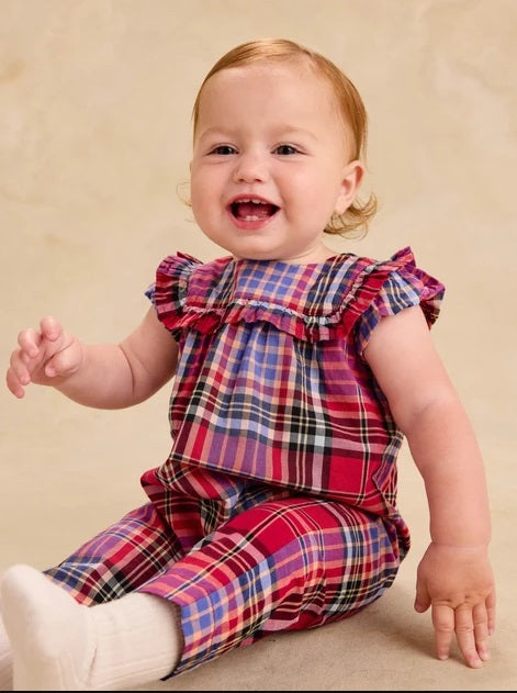 Plaid Ruffle Baby Romper