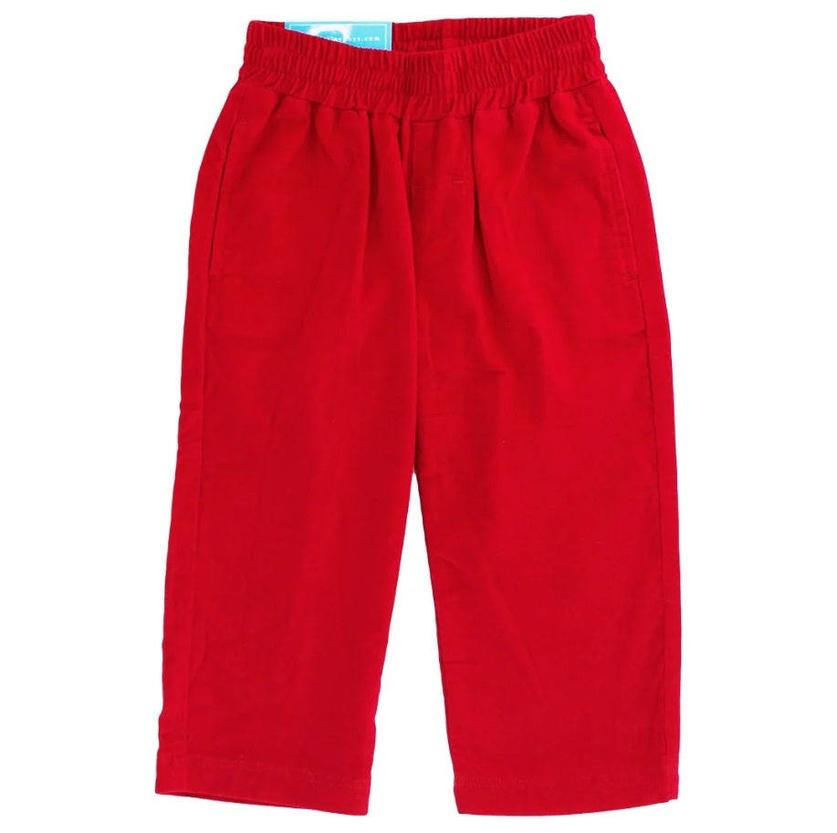 Charlie Pull On Pant - Christmas Red Corduroy