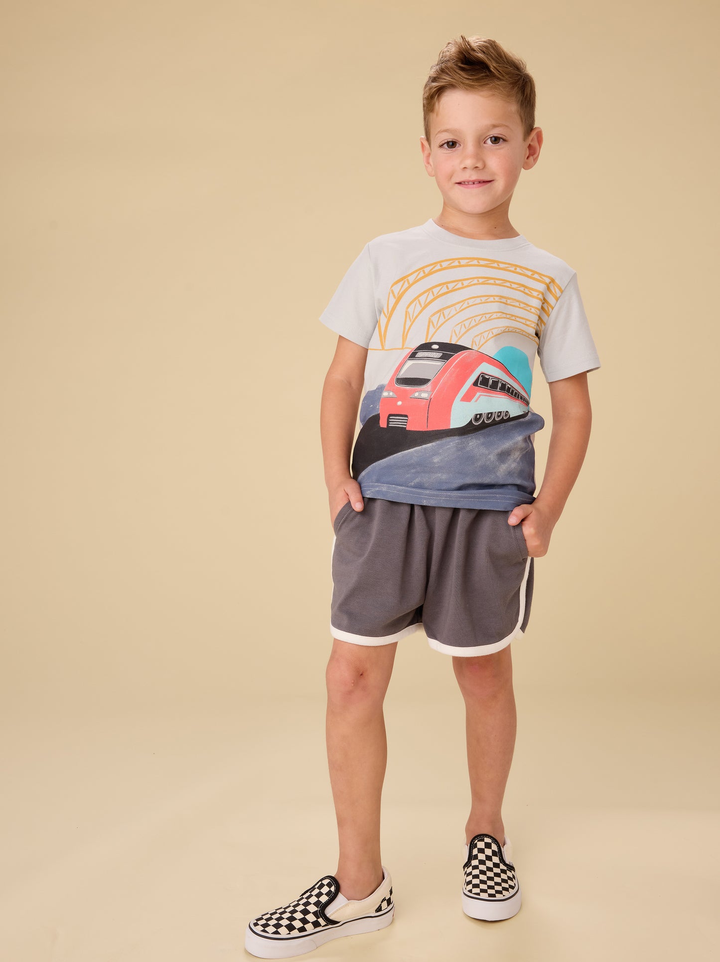 Sporty Ringer Shorts-Thunder