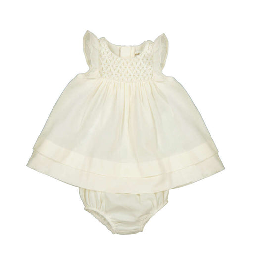Smocked Flutter Sleeve Dress with Diaper Cover