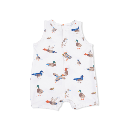 Sleeveless Shortie Romper-Ducks