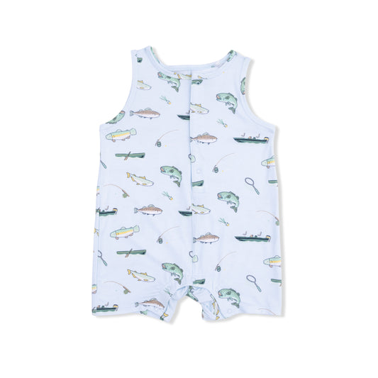 Sleeveless Shortie Romper-Fishing