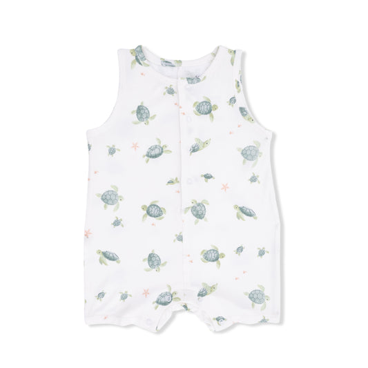 Sleeveless Shortie Romper-Sea Turtles