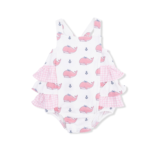 Ruffle Sunsuit- Bubbly Whale