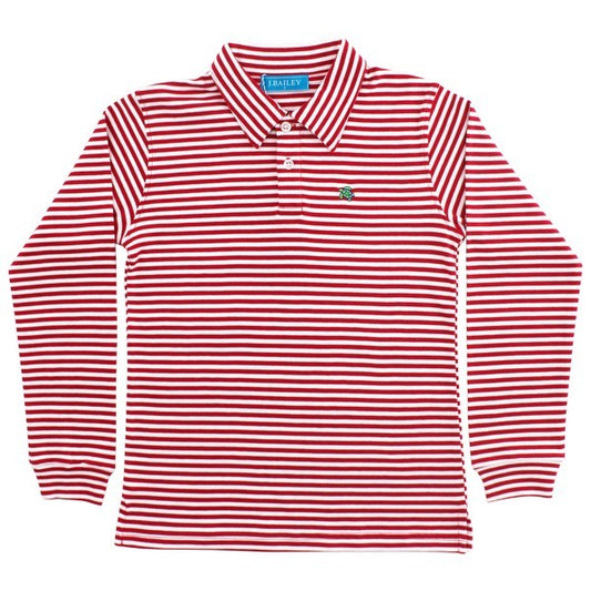 Harry Long Sleeve Polo - Red & White Stripe