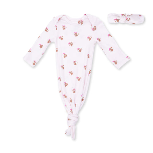 Knotted Gown and Headband-Mini Football Hearts