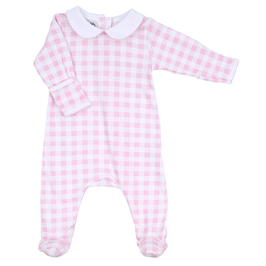 Baby Checks Pink Collared Footie