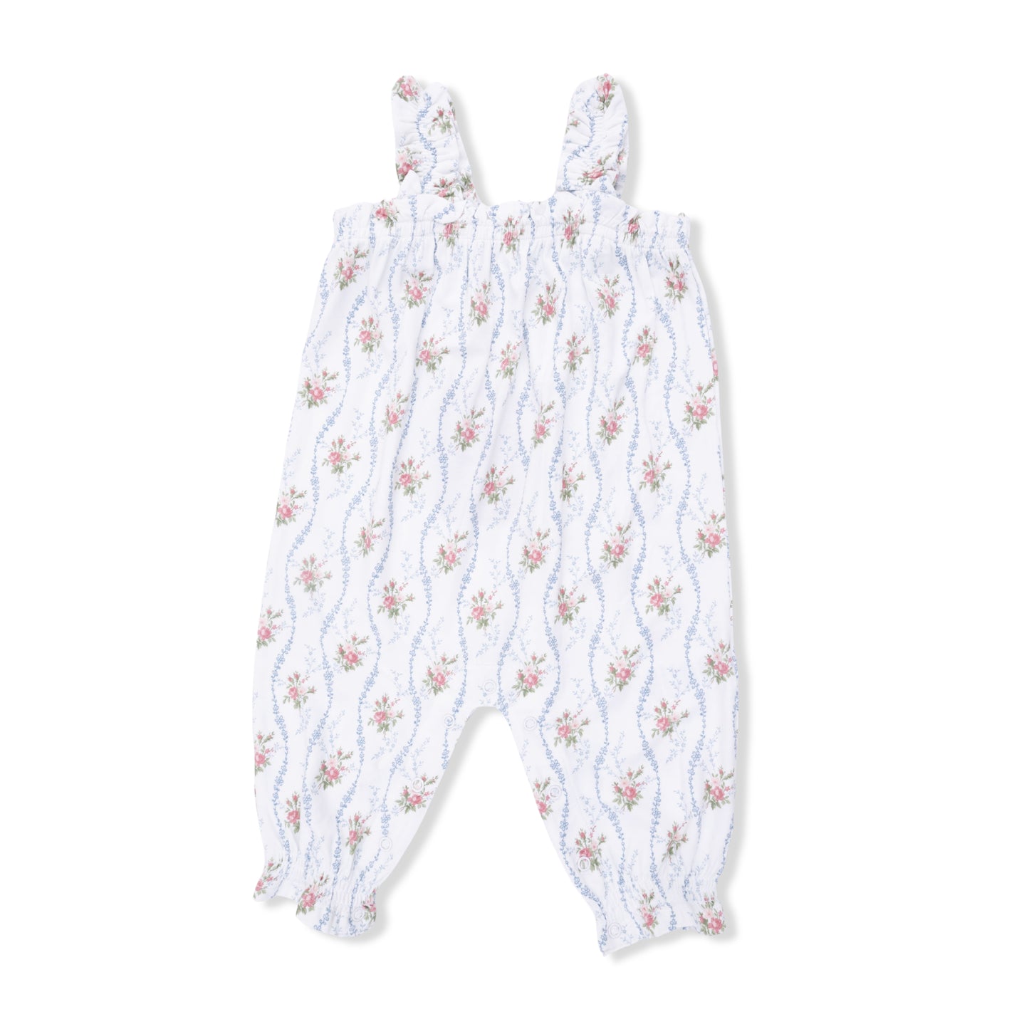 Ruffly Strap Overall-Heirloom Rose Stripe