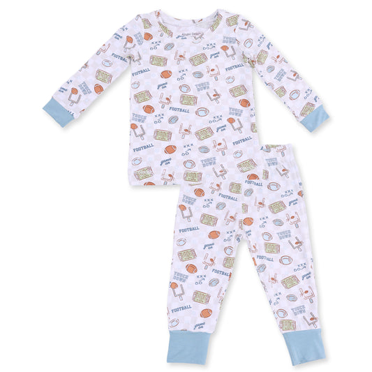 Long Sleeve Loungewear Set-Football Check