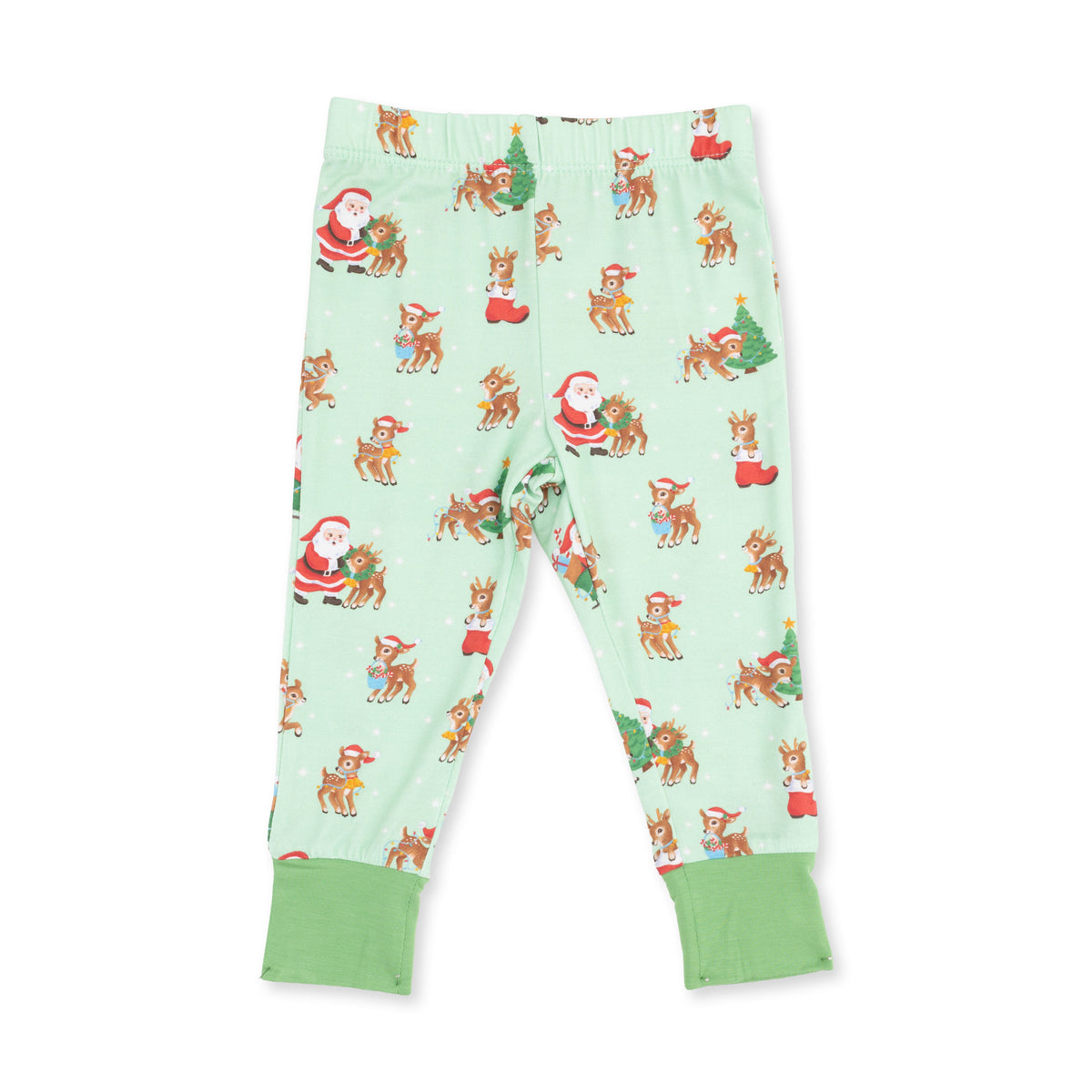 Long Sleeve Loungewear Set-Vintage Reindeer and Santa