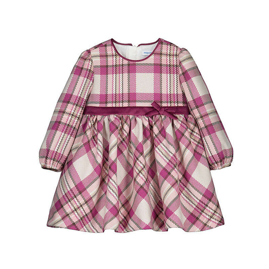 Plaid Dress w Velvet Bow
