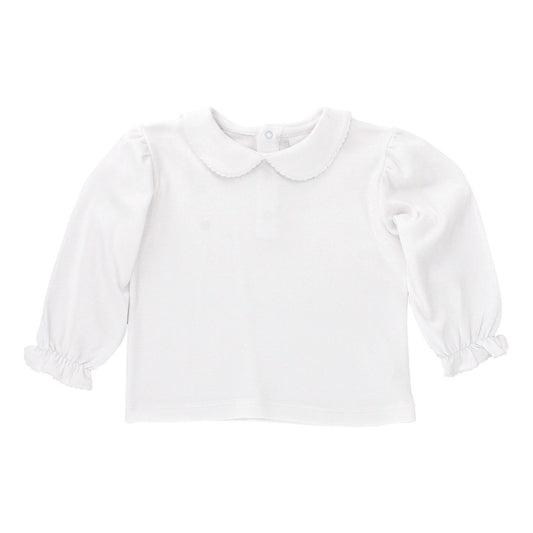 White Knit - Girls Long Sleeve Button Back Shirt
