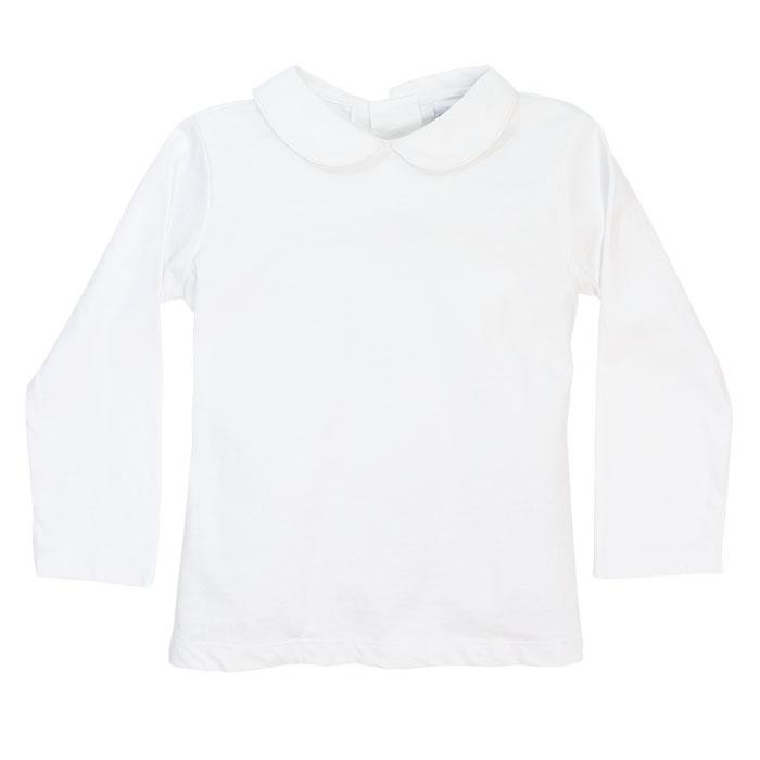 White Knit-Unisex Long Sleeve Button Back Piped Shirt
