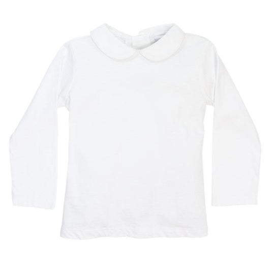 White Knit-Unisex Long Sleeve Button Back Piped Shirt