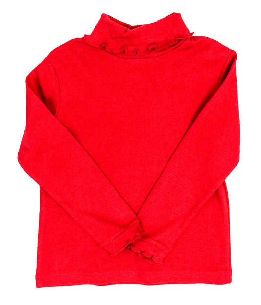 Red Knit - Girls Ruffle Turtle Neck