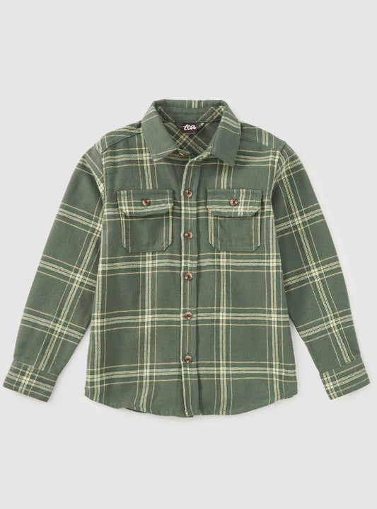 Flannel Button Up Shirt-Sherwood Plaid