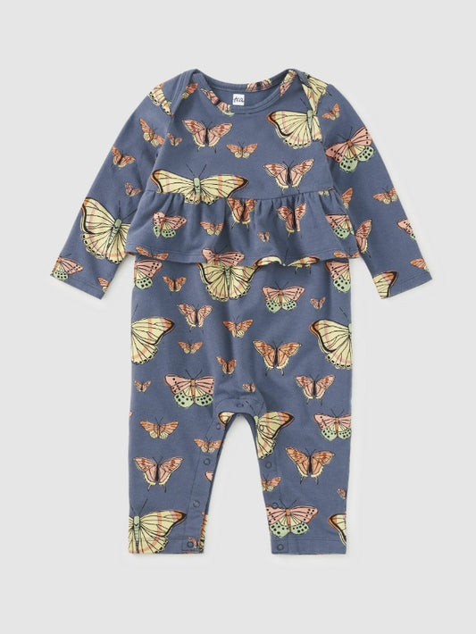 Pretty Peplum Baby Romper- Skyfield Butterflies