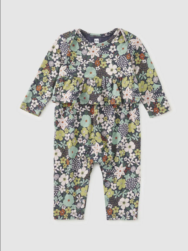 Pretty Peplum Baby Romper-Chelsea Garden Floral