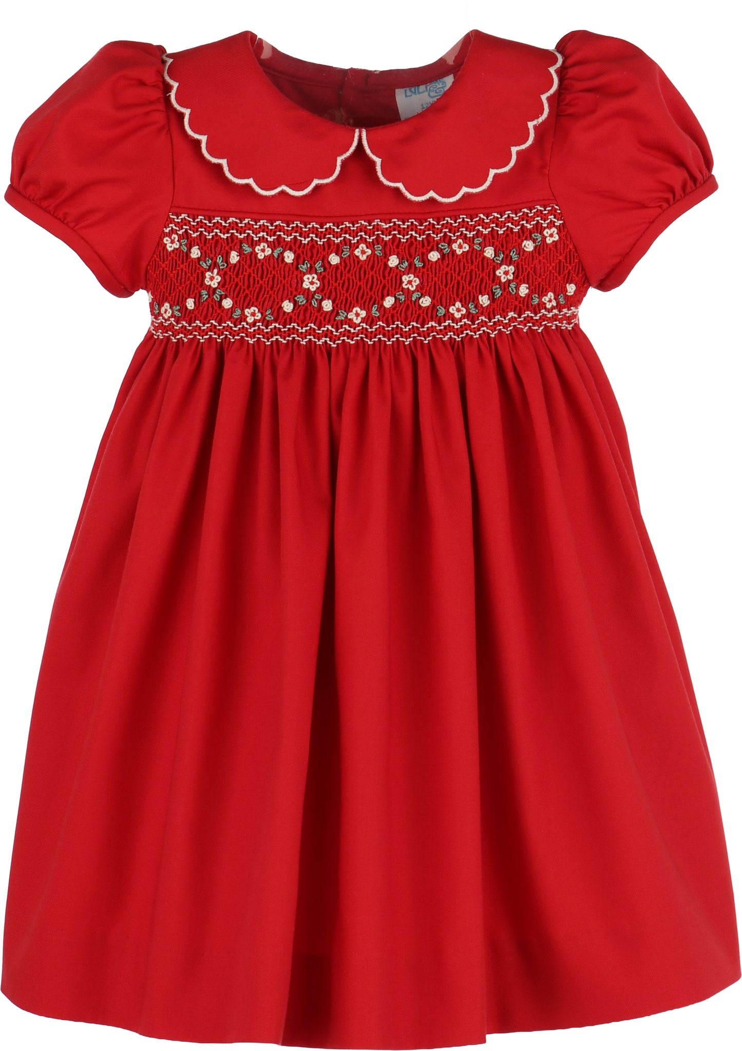 Classic Smocked Floral Embroidery Dress