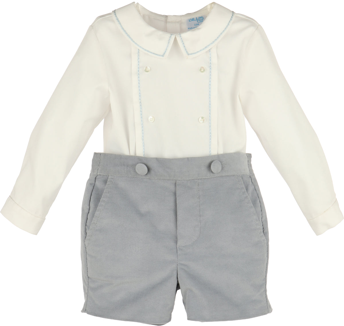 Blue Mini Corduroy Button On Outfit