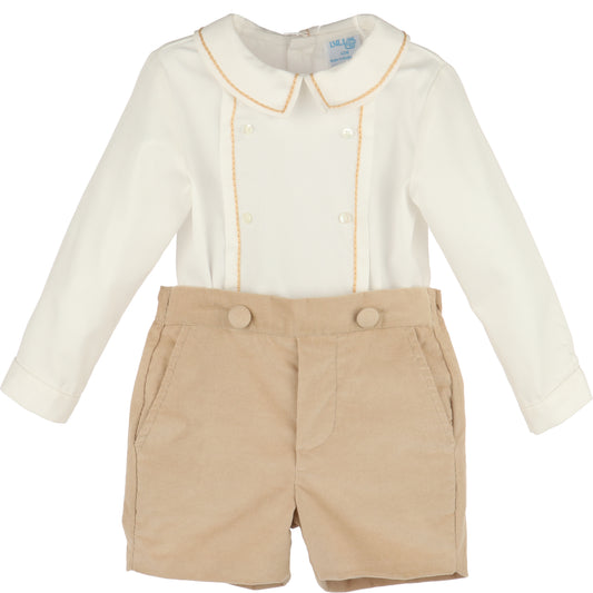 Beige Mini Corduroy Button On Outfit