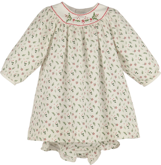 Mistletoe Floral Embroidered Dress
