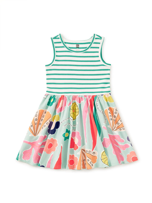 Print Mix Tank Skirted Dress