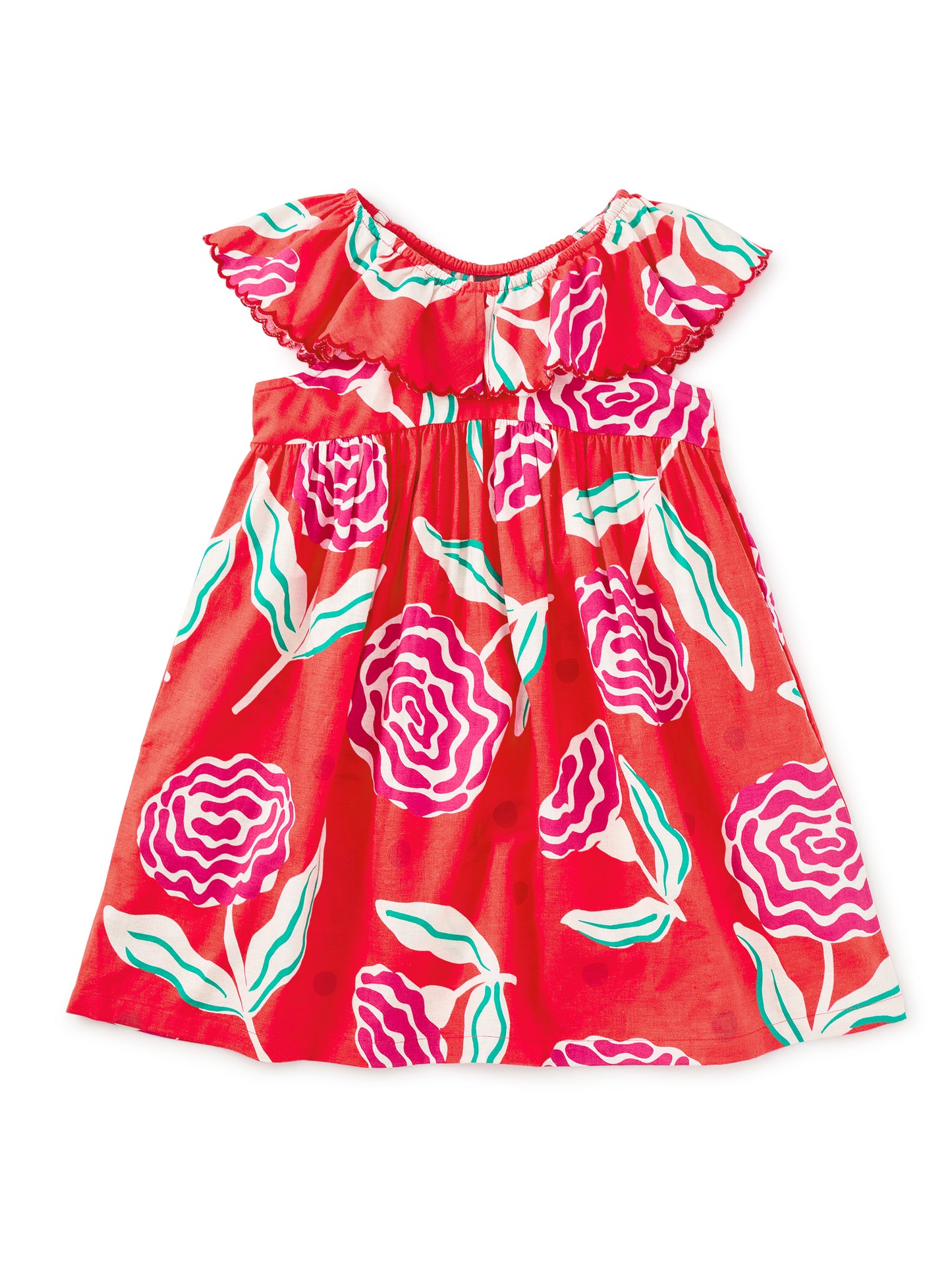 Short Sleeve Flutter Collar Dress