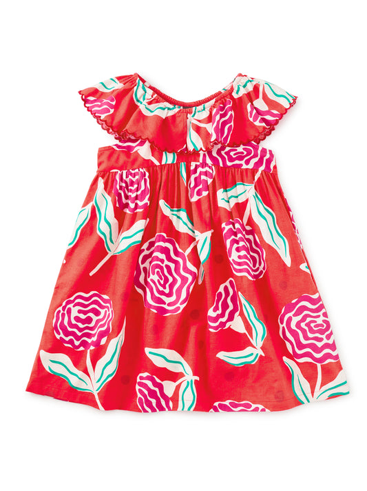 Short Sleeve Flutter Collar Dress